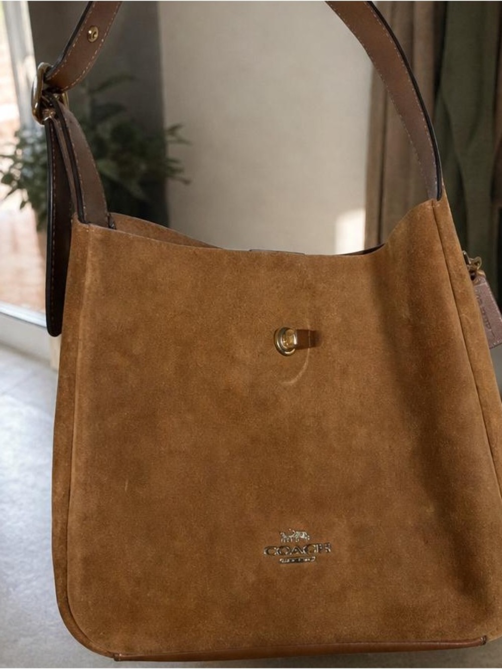 Coach Suede Hobo Shoulder Bag in Tan and Brown - Picture 6 of 8
